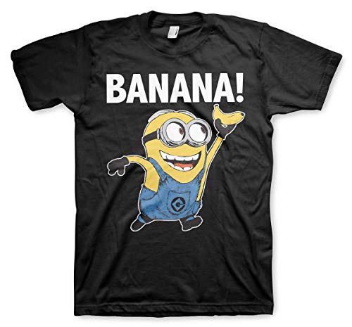 MINIONS Offizielles Lizenzprodukt Banana! Herren T-Shirt (Schwarz), XXL
