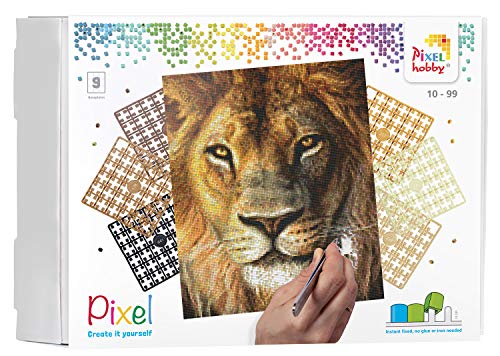 Pixel P090046 Mosaik Geschenkverpackung Löwe. Pixelbild Circa 30.5 x 38.1 cm groß zum Gestalten für Kinder und Erwachsene, Bunt