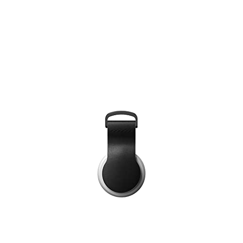 NOMAD AirTag Leather Loop | Schlüsselanhänger für AirTag | D-förmiger Ring für optimales Anliegen am Schlüsselbund | Edelstahl und Echtleder| Schwarz