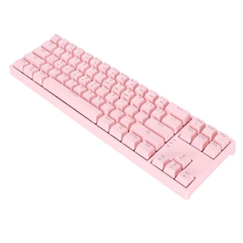 CHICIRIS Mechanische Computertastatur, schnelle Reaktion, vierfarbige mechanische Tastatur, 71 Tasten, ergonomisches Design zum Tippen Rosa