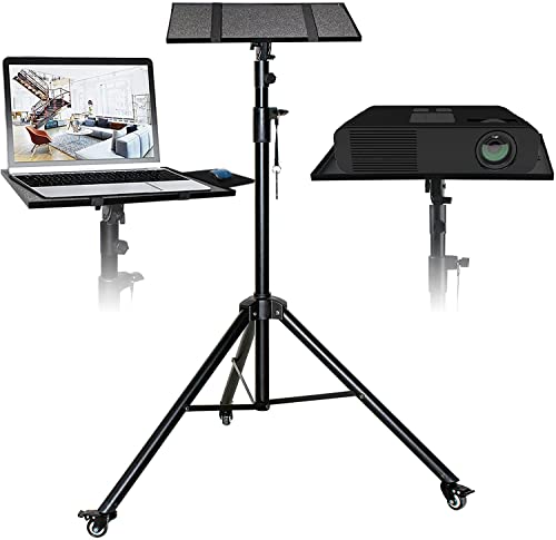 LUXBURG Laptop Projektor Bodenständer mit Maus Palette & Telefonhalter, Einstellbare Höhe von 110-210cm / 43-82 Zoll, Multifunktionaler Stativständer Perfekt für Laptop, Projektor, DJ Geräte