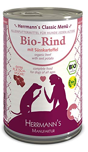 Herrmanns Bio Hundefutter Rind Menu 2 mit Süßkartoffel, Kürbis, Zucchini 400 g, 12er Pack (12 x 400 g)