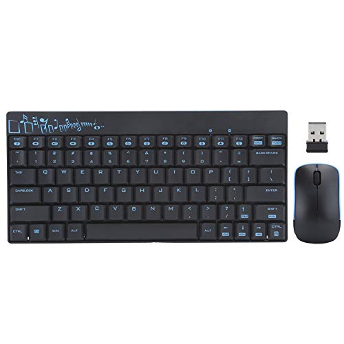 Goshyda Tastatur-Maus-Set, drahtlose Tastatur-Maus, Protable Combo, Ultradünn, Lautlos, 2,4 GHz, für Laptop-PC, Optik-System(schwarz)
