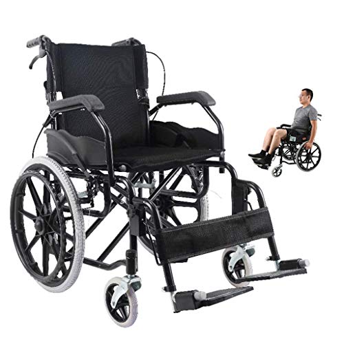 AOLI Faltbare Rollstuhl, Ältere behinderte Kinder mit Faltrollstühle, Ultra-Light-Rollstühle, Rollstuhl Rollstühle, Manuell Tragbare Rollstühle, Grün,Schwarz