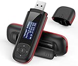 AGPTEK 8GB Tragbare USB MP3 Player 1 Zoll LCD Display USB Stick mit FM, Aufnahme, U3, Schwarz und Rot