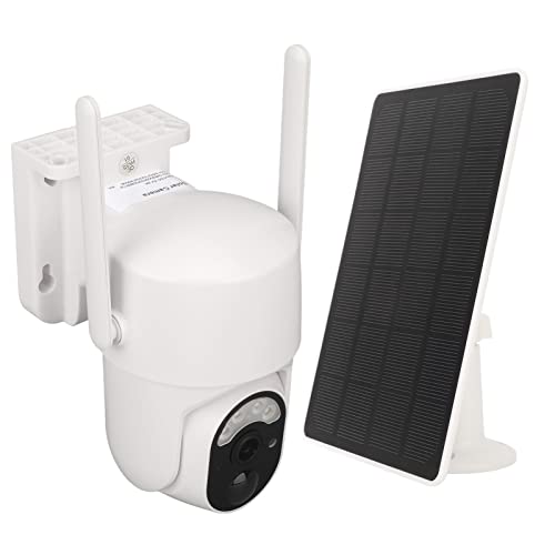 Oumefar Solar Überwachungskamera, Solarbetriebene Überwachungskamera 3MP Bild 2K Videowinkel Einstellbare 2-Wege-Gegensprechanlage IP65 Wasserdichte WIFI-Kamera