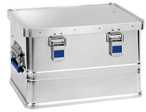 hünersdorff Aluminium-Box eco 30 Liter, wasserdicht mit Gummi-Dichtung, leicht, stabil, Klapphandgriffe, Vorbereitung für Schlösser, Farbe: silber, 451050