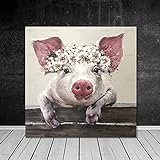 QAZEDC Leinwand Gemälde Bild Wandkunst Poster und Drucke Cartoon Schwein rahmenlose Leinwand Malerei Tier Poster dekorative Bilder für Wohnzimmer 60x80cm