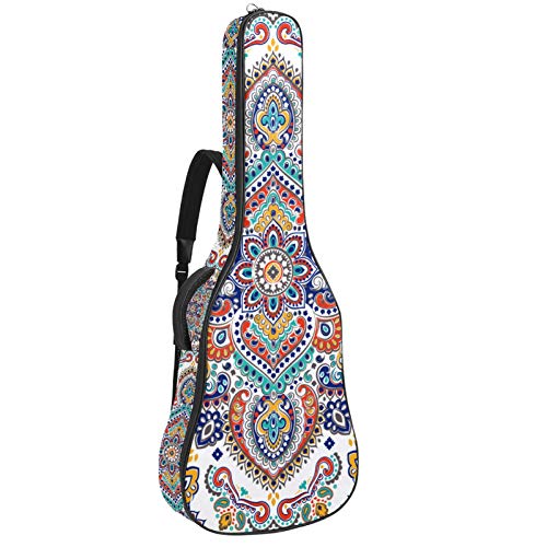 Gitarren-Gigbag, wasserdicht, Reißverschluss, weich, für Bassgitarre, Akustik- und klassische Folk-Gitarre, indischer Stil, Mandala-Bohemia-Muster