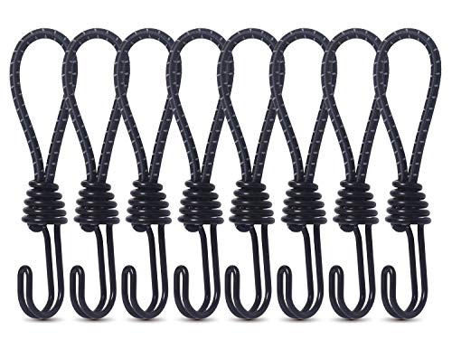 8 Spanngummi mit Haken Stück Zelt Elastic Rope Schnallenhaken Spiralhaken für Werbebanner (black)