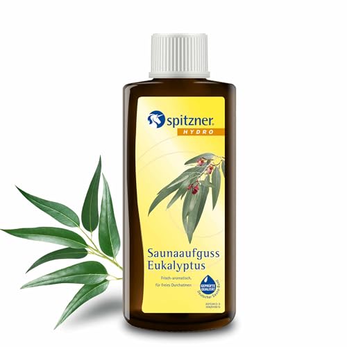 Spitzner Gesundheits-Saunaaufguss Eukalyptus frisch-intensiv 190 ml – Saunaöl mit Eukalyptus Minze Menthol, belebender erfrischender Saunaduft fördert tiefe Atmung