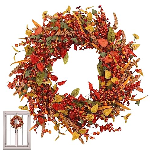 Autumn Wreaths for Front Door, Autumn Door Wreath, 35/40/45 cm Berry Wreath Decorations for Autumn, Autumn Wreath, Front Door, Autumn Decoration for Thanksgiving, Harvest, Farmhouse, Home