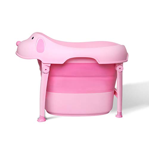 XUEPING Badewanne Für Kinder, Tragbare Babybadewanne, Home Cartoon-Muster Badewannen T Doppelte Armlehne Erhöhung Und Verbreiterung Große Kunststoffwanne L74 * W44H * 54cm Pink