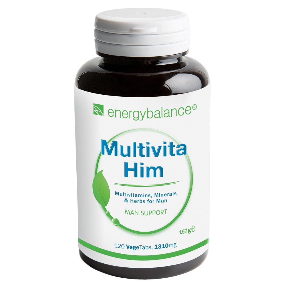 MultiVita-HIM Bio-Food 1310mg - Multivitamine für Männer - Plus Minerale, Aminosäuren, Spurenelemente, Antioxidantien - Hohe Bioverfügbarkeit - Glutenfrei - Vegetarisch - GVO-frei - Premiumqualität - 120 VegeTabs