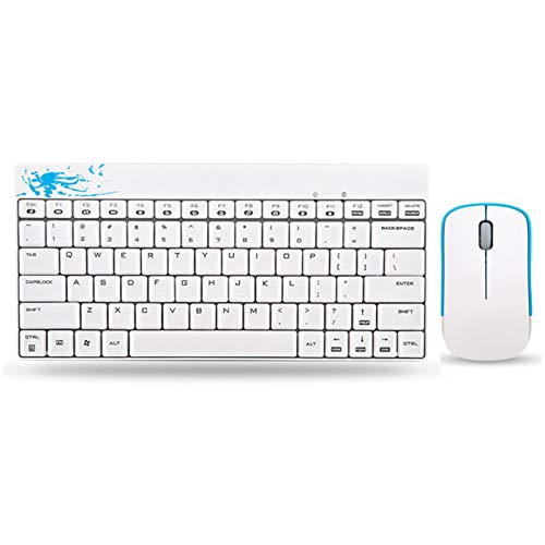 Dpofirs X210 Wireless Protable Keyboard Mouse Set, Ultra Thin Silent 2,4 GHz Tastatur Maus Combo, 1200DPI, für Geschäftsreisen, Notebook, Laptop PC, Heim, Spiel, Büro(Weiß)