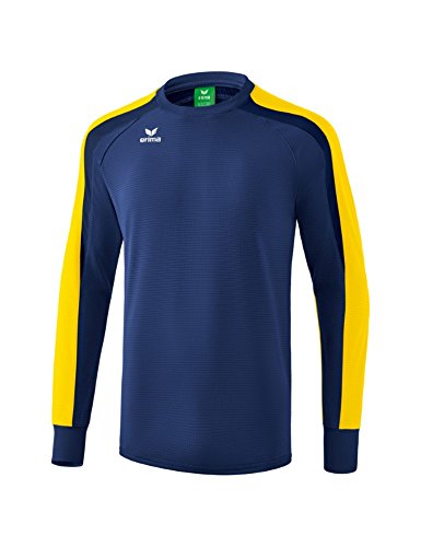 ERIMA Unisex Liga 2.0 Sweatshirt aus feuchtigkeitsableitendem Material, mit elastischen Bündchen, new navy/Gelb/dark navy, M