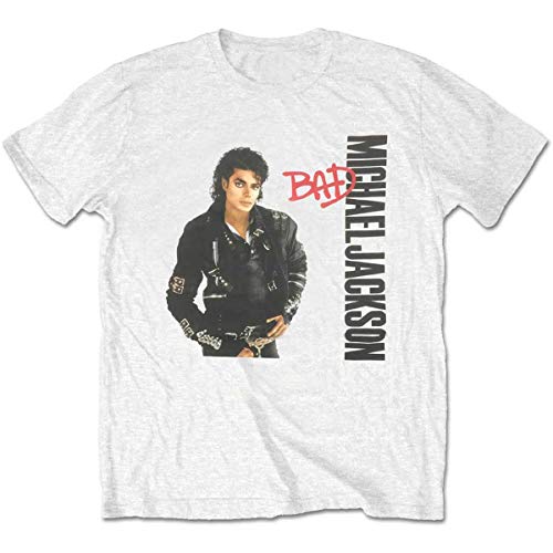 Rockoff Trade Herren Michael Jackson Bad T-Shirt, Weiß (White White), Small