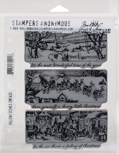 Tim Holtz Cling Stamps 7"X8.5"-Holiday Scenes