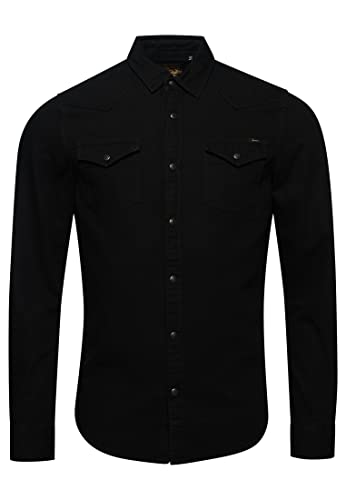 Superdry Herren Vintage Washed Western Shirt Kapuzenpullover, Raw Black, XL