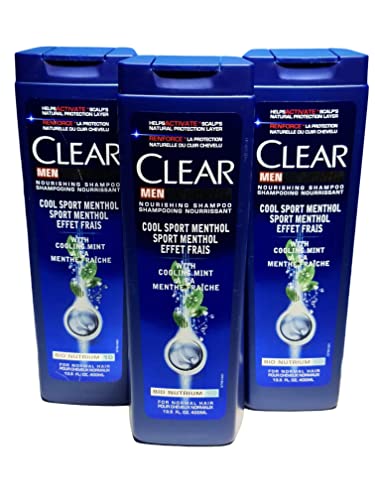 3x400ml CLEAR Men Shampoo Anti-Schuppen Cool Sport Menthol Bio NUTRIUM 10, für Männer, normales Haar , Sparpack