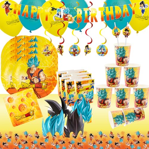 Party-Set Kindergeburtstag Geburtstag Auswahl Mädchen & Jungen Party-Zubehör Geschirr Luftballon (Dragon Ball XXL)
