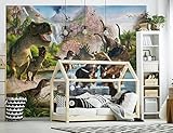 Walltastic Dinosaurier-Land-Tapete, 6 Paneele, FSC-Papier, mehrfarbig, 2,4 m hoch x 3 m breit, 1 Größe