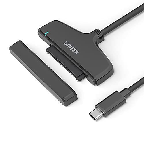 UNITEK Konverter USB C 3.1 zu SATA-Schnittstelle 6G, für HDD und SSD Festplatten mit belibiger Kapazität, super schnell 6GBpS, UASP Funktion, matt, schwarz, Y-1096A