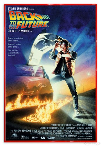 Close Up Zurück in die Zukunft Poster Michael J. Fox (94x63,5 cm) gerahmt in: Rahmen rot