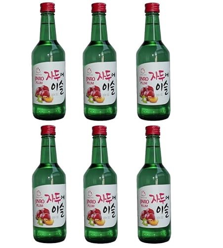 bick.shop® 6x Soju 360ml Korea original 12-13% Vol Alk. Branntwein Reiswein koreanischer Wodka Jinro (Pflaume)