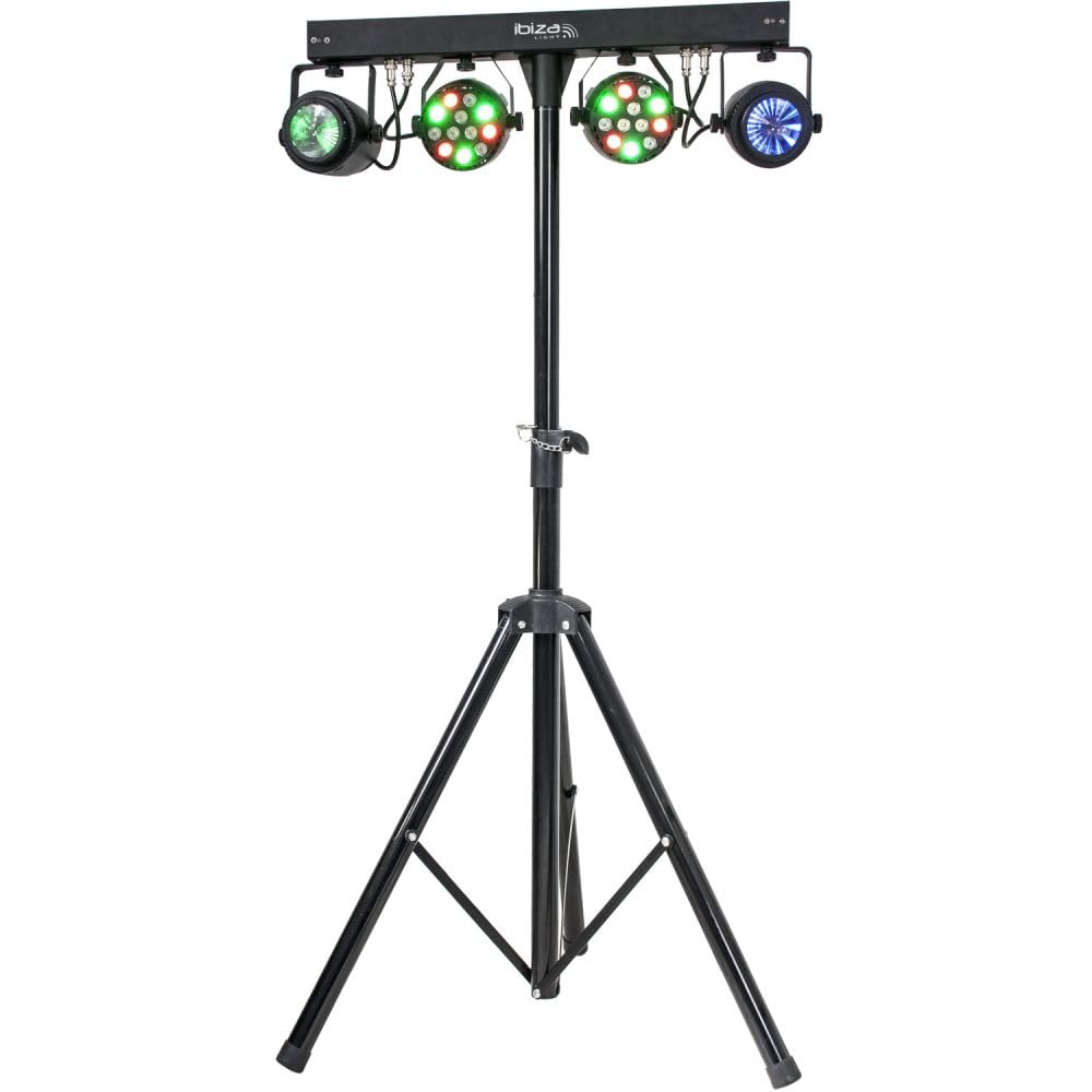Ibiza - DJLIGHT60 - Lichtständer mit 2 PAR RGBB & 2 MOON FOWER RGBBBA Scheinwerfern - 4-in-1 LED Pack