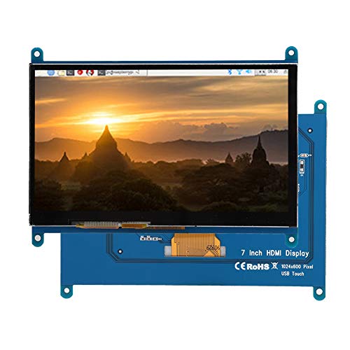 Wendry 7-Zoll-Touchscreen-Display, 16: 9-HD-Bildschirm, kapazitiver Mini-HD-Touchscreen, Computermonitor, Multifunktions-Videobildschirm für Raspberry Pi 4B / 3B / 3B +,1024 x 600 hohe Auflösung