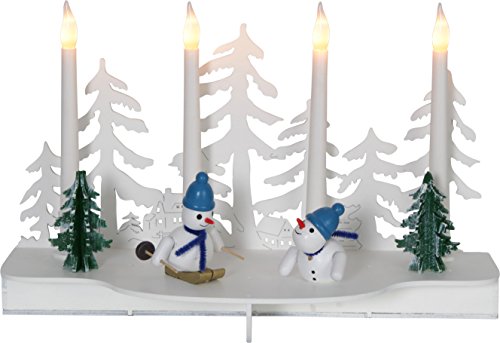 LED Weihnachtsdeko Snowy von Star Trading, Winterlandschaft aus Kunststoff mit Beleuchtung und Timer, warmweiß, batteriebetrieben, Länge: 30 cm