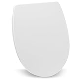 WENKO Tavola Wc Sitz mit Absenkautomatik [Einfache Montage] Klodeckel mit Absenkautomatik in weiß [Thermoplast Klodeckel oval] WC Sitz, Toilettensitz, Klobrille mit Absenkautomatik, WC Deckel