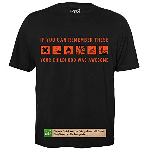 Awesome Childhood - Herren T-Shirt für Geeks mit Spruch Motiv aus Bio-Baumwolle Kurzarm Rundhals Ausschnitt, Größe L