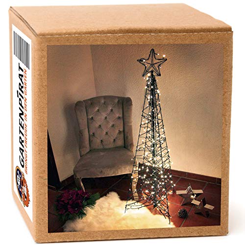 Gartenpirat Moderner Weihnachtsbaum 150 cm Pyramide aus Metall/Lichterketten 264 LED