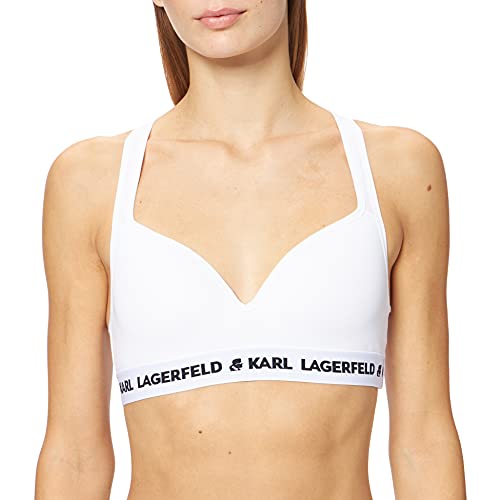 KARL LAGERFELD Womens Logo Padded Bra, White, L