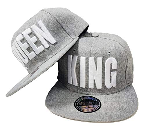 JameStyle26 King & Queen Snapback Set USA Cap Kappe Basecap Mütze Trucker Cappy Kult Partner Look (King & Queen Grey Set)