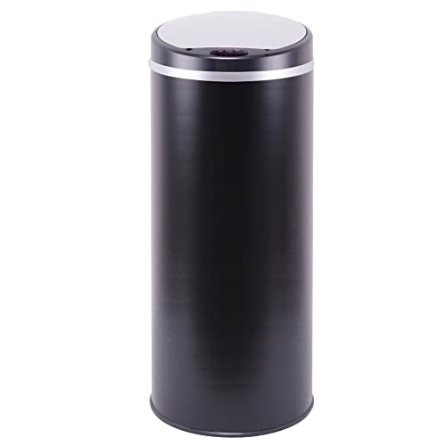 KITCHEN MOVE Automatischer Abfalleimer mit Sensor, Edelstahl, 42 Liter, Durchmesser 30 cm, Höhe 74 cm, mit Deckel, schwarz, 31 x 74 cm