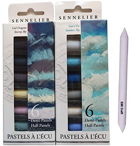 Sennelier Pastellkreide-Set, 12 Halbpastellkreide, Pastellkreide mit ECU – Landschaft 2 + 1 Estomme