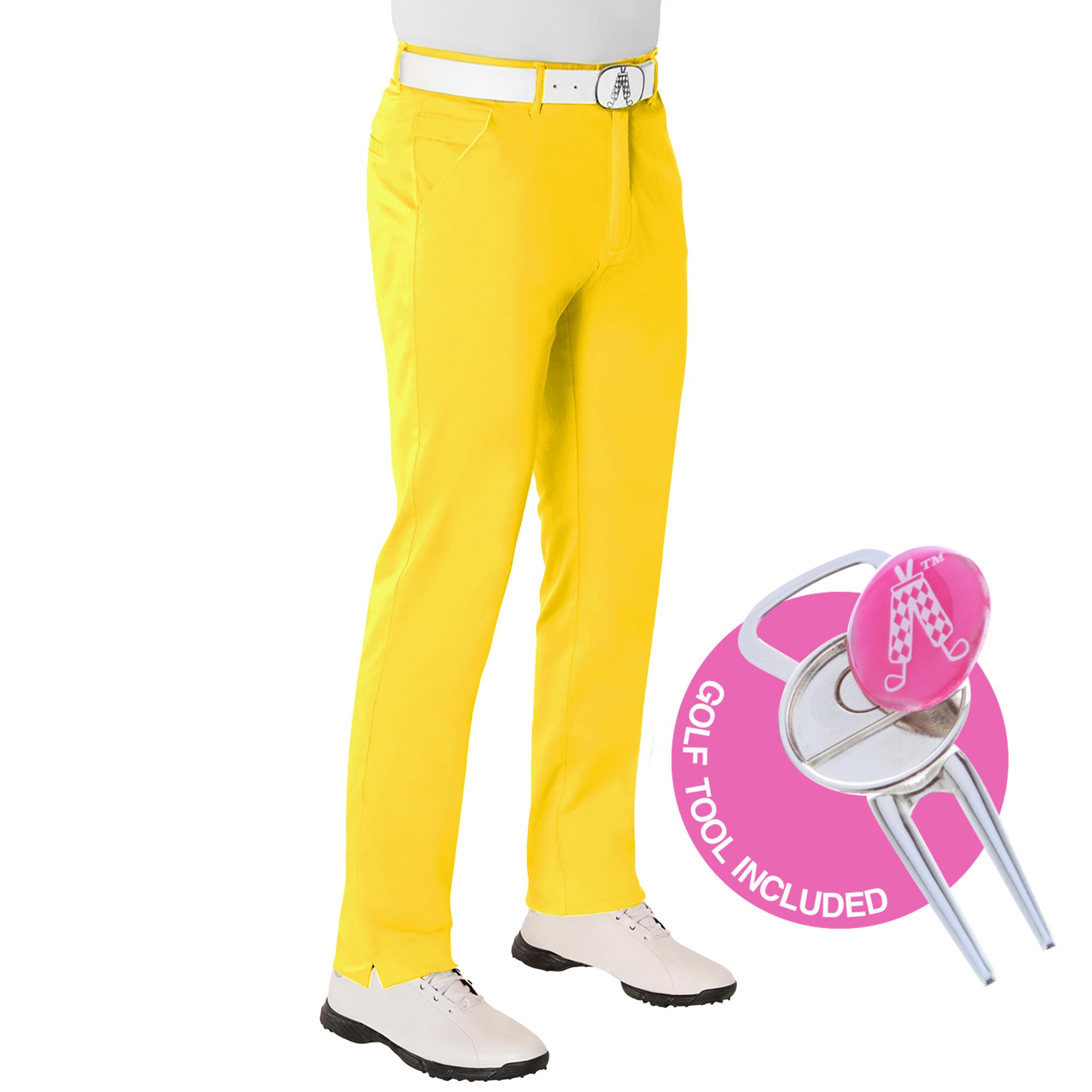 Royal & Awesome Yellow Golf Hosen für Männer, Herrengolfhosen, Funky Herrengolfhosen, Golfchinos für Männer