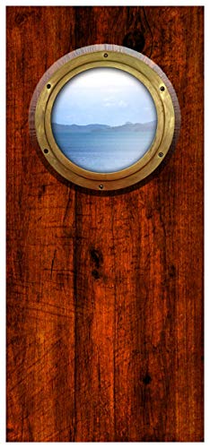 Wallario Selbstklebende Türtapete Guckloch aus dem Boot - Türposter 93 x 205 cm Abwischbar, rückstandsfrei zu entfernen