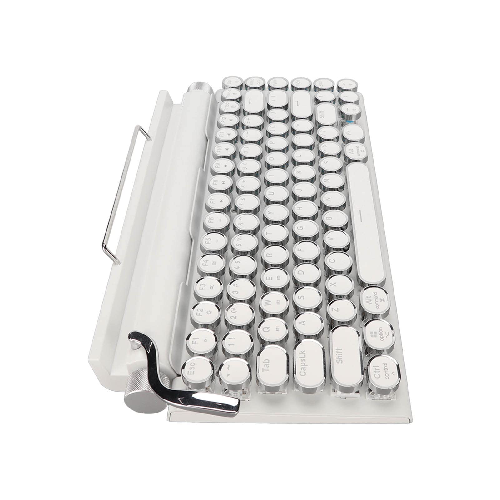 LBEC Mechanische Tastatur, UnterstüTzt 3 GeräTe FN Master 5.0 Schreibmaschine Mechanische Tastatur 2000mA KapazitäT Retro Runde Tastenkappe FüR Tablet (Weiß)