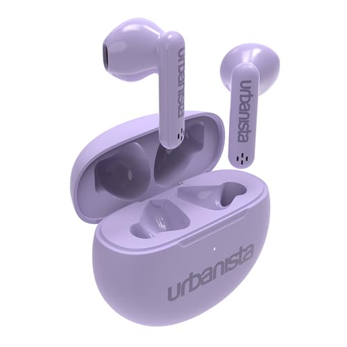 Urbanista Austin True Wireless In Ear Kopfhörer Bluetooth 5.3, IPX4 Earbuds kabellos mit Zwei Mikrofonen, 20 Stunden Spielzeit, Touch-Bedienung, TWS USB C Ladecase, Lavendel Lila
