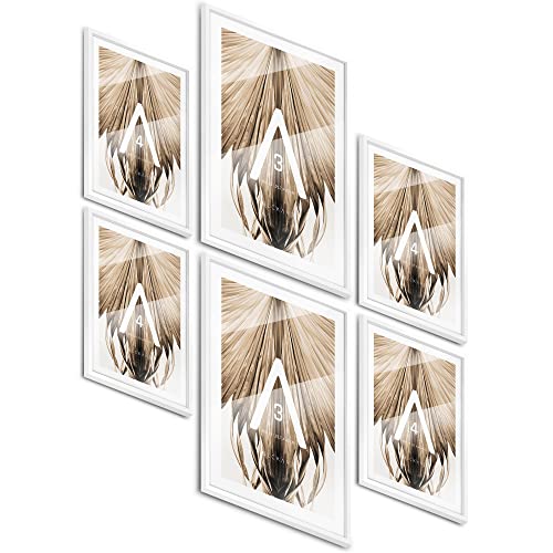 BLCKART Bilderrahmen Set | 2x A3 | 4x A4 | Hochwertige DIN A3 Holz Rahmen Weiß für Poster Sets