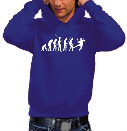 Coole-Fun-T-Shirts Sweatshirt HANDBALL Evolution ! Hoodie, blau, XL, 10649_blau-HOO_GR.XL