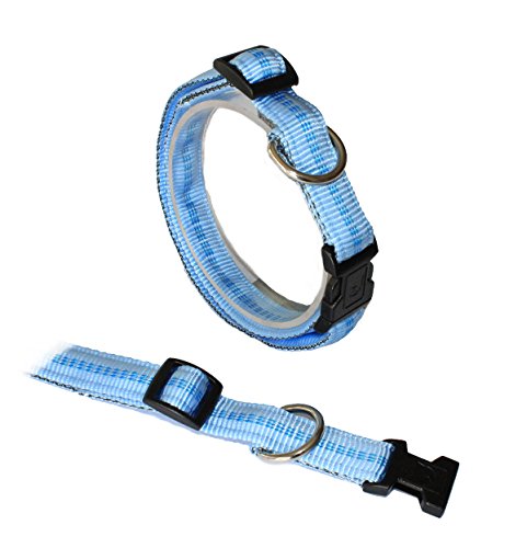 Koch G3302508 Nylon-Halsband gepolstert mit Klickverschluss stufenlos verstellbar, L, hellblau