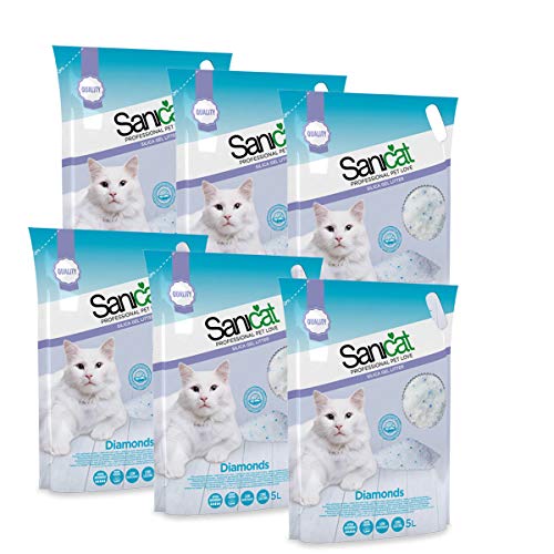 Sanicat 6 SILICE SILICE SILIKON für Katzen Katze Sand saugfähig 5LT Diamonds 30 LT