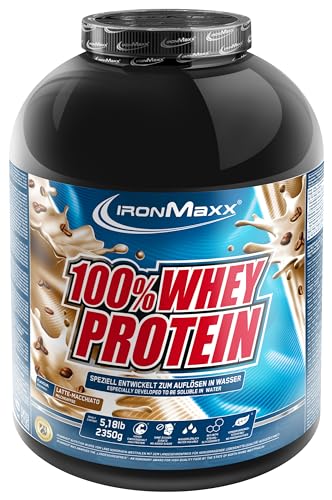 IronMaxx 100% Whey Protein - Wasserlösliches Whey Eiweißpulver - Proteinshake mit Latte Macchiato Geschmack - 1 x 2,35 kg Dose