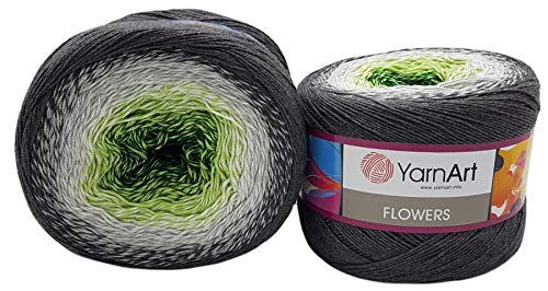 YarnArt Flowers 500 Gramm Bobbel Wolle Farbverlauf, 55% Baumwolle, Bobble Strickwolle Mehrfarbig (291)