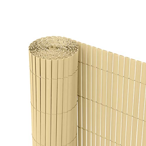 Ribelli® PVC Sichtschutzmatte Sichtschutzzaun Sichtschutz Zaun Balkon Windschutz (90 x 400 cm, Bambus)